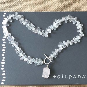 Rare Silpada Sterling Silver .925 Pink Rose Quartz Gemstone Bead Toggle Necklace
